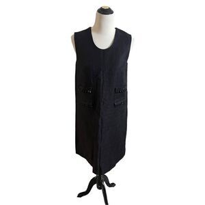 S Max Mara Black cotton Dress Midi Half Zip Back size 8